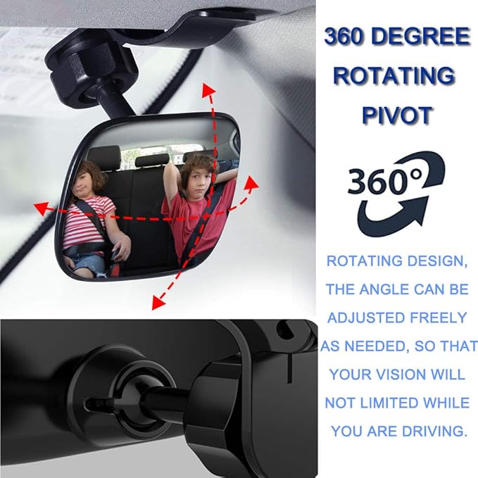 JONMON Automotive Interior Rearview Baby Mirror - Car Small Clip-On Adjustable Facing Back Rear View Seat Convex Mirror Clip on Car or Truck Sun Visor (Original)