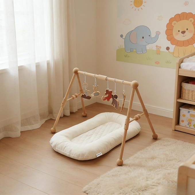 Oversize Baby Lounger for Newborn - 0-12 Months Infant Lounger Breathable Cotton Baby Nest Lounger Playtime Mat for Infant Essentials Baby Shower Gifts (Green)