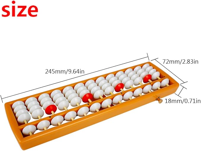 Larcele 13 Column Abacus with Reset Button, Bead Arithmetic Counting Tool for Student SP-02