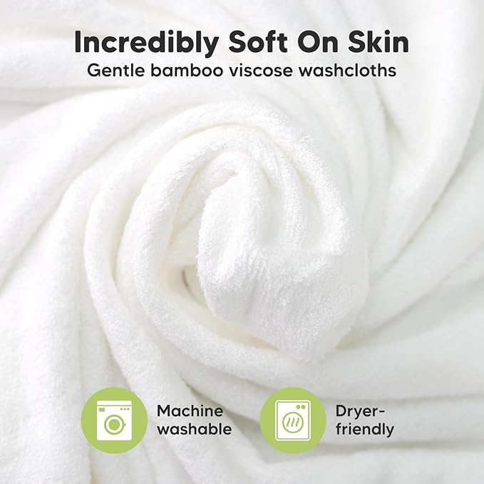 6-Pack Baby Washcloths – Soft Absorbent Viscose from Bamboo Washcloths for Face, Body, Baby Towels for Newborn, Kids, Toddlers, Infant, Gentle on Sensitive Skin, 10x10 Reusable Face Towels (Dove)