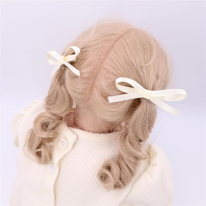 24 PCS Small Hair Ribbon Bow Fully Lined Clips for Girls Women Toddler Baby Youth Playful Hairpins Decoration Satin Bows (24 PCS Multicolors)
