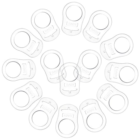 Patelai 15 Pieces Soft Silicone Baby Pacifier Clips Holders Silicone Adapter Rings Holder Baby Nipple Rings Dummy Nipple Holder for Pacifiers(Transparent)