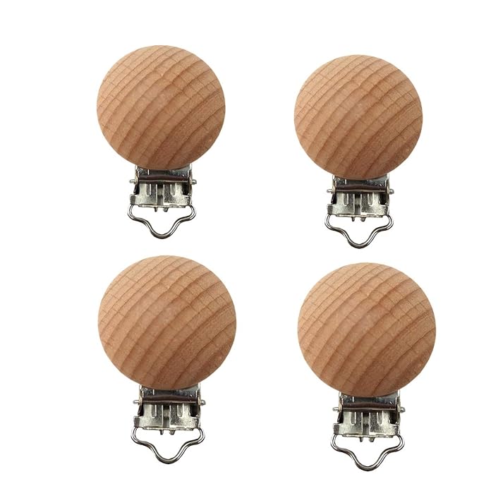 5pcs Beech Wood Pacifier Clips Holder Grasping Suspender Clips Charm DIY Beading Pacifier Chain Accessory (3cm/5pcs)