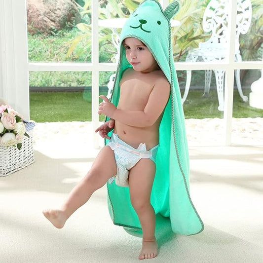 Baby Hooded Toddler Towel with Bear Ear- Soft and Thick 100% Cotton Bath Set for Kids Girls Boys Infant and Toddler, Good Choice (Green)