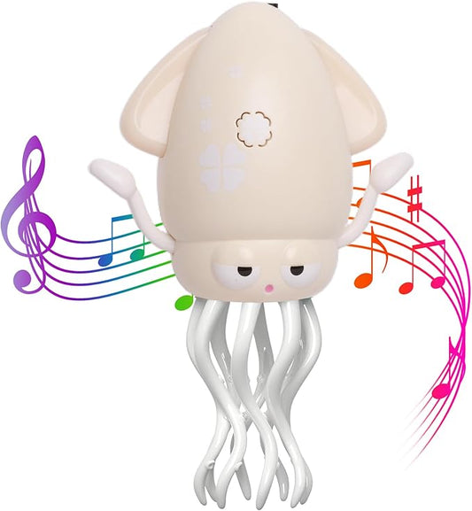 DYALE Dancing Squid Baby Toy, Dancing Music Squid Baby Toys for Ages 3 and Up for Kids,Beige