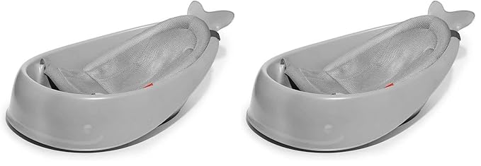Skip Hop Baby Bath Tub, 3-Stage Smart Sling Tub, Moby, Grey (Pack of 2)