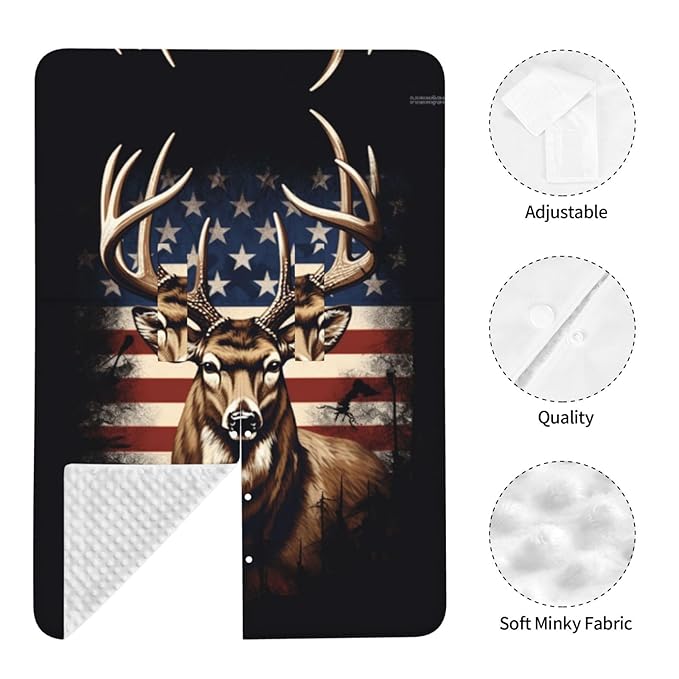 American Flag Deer Baby Car Seat Canopy and Nursing Cover for Breastfeeding Multi-Use Cover Lightweight Infant Stretchy Carrier Carseat Winter Cover for Newborn Girls Boys