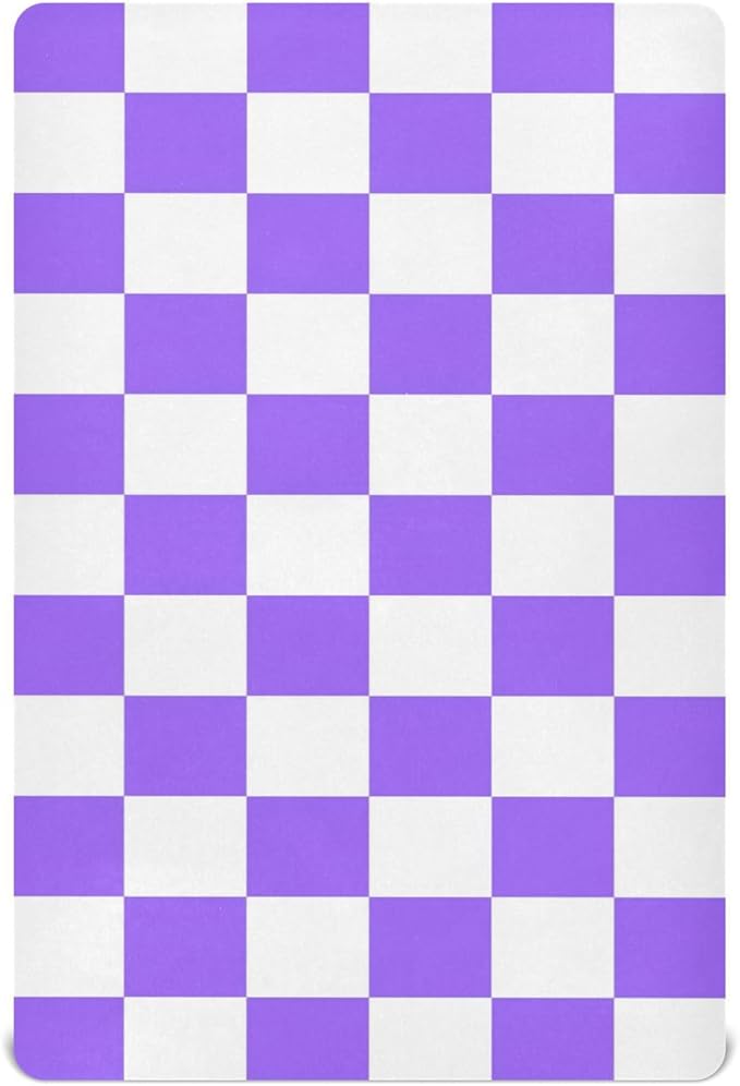 Baby Crib Sheet Purple Checkerboard Crib Mattress for Boys and Girls Playard Sheet Soft Breathable Fitted Baby Mattress Cover 52x28in