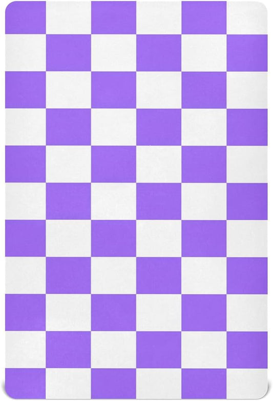 Baby Crib Sheet Purple Checkerboard Crib Mattress for Boys and Girls Playard Sheet Soft Breathable Fitted Baby Mattress Cover 52x28in