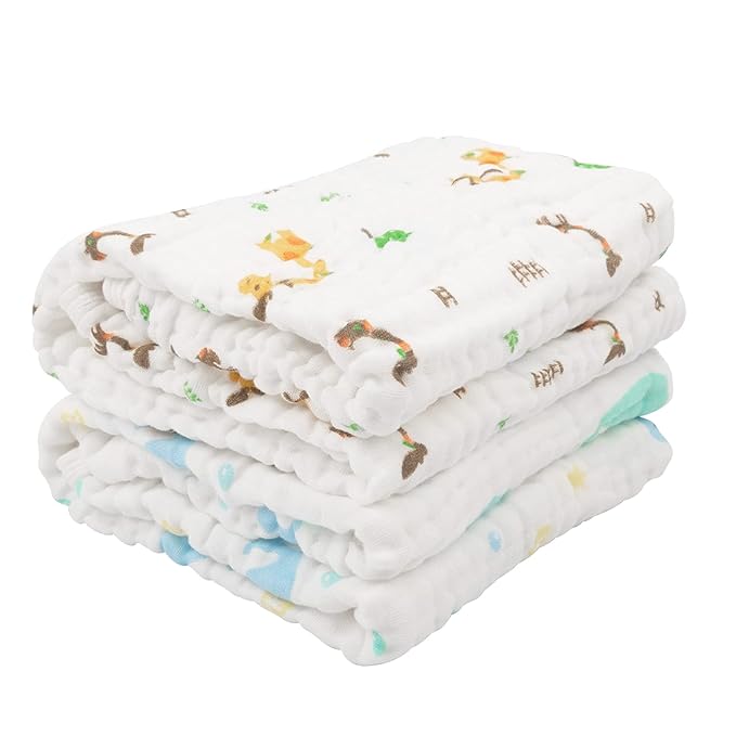 babygoal Baby Bath Towel 2 Pack, 100% Muslin Cotton Hooded Towel for Newborn,Toddler,Infant, Absorbent & Hypoallergenic Baby Gift for Boys Girls 35"x35" T0405