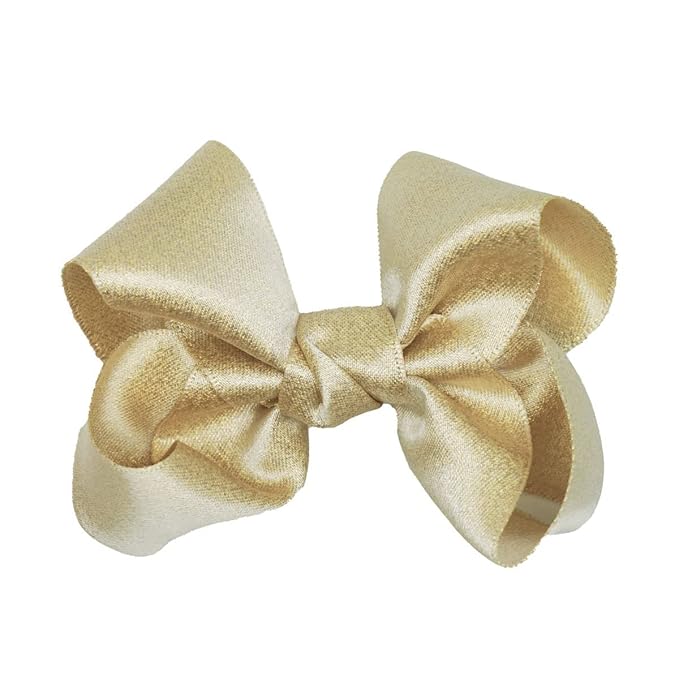 3 Inch Baby Girl Hair Bows Clips Hairpin Headwear Little Teen Toddler Girls Kids Teens Toddlers Hair Accessories - Set of 2 (Light Gold)