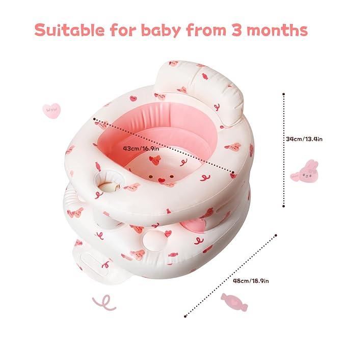 TDTOK Inflatable Baby Seat, Sit Me Floor Seat for Babies 3 Months Up, Inflatable Baby Chair with Fence & Built-in Air Pump for Home, Travel