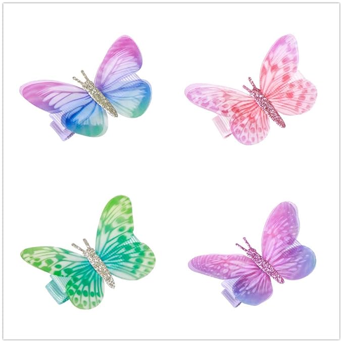 24 Pcs Baby Girls Hair Clips Butterfly Alligator Hair Clips Chiffon Hair Barrettes Hairpins Hair Accessories for Girl Teens Kids Babies Toddlers Women