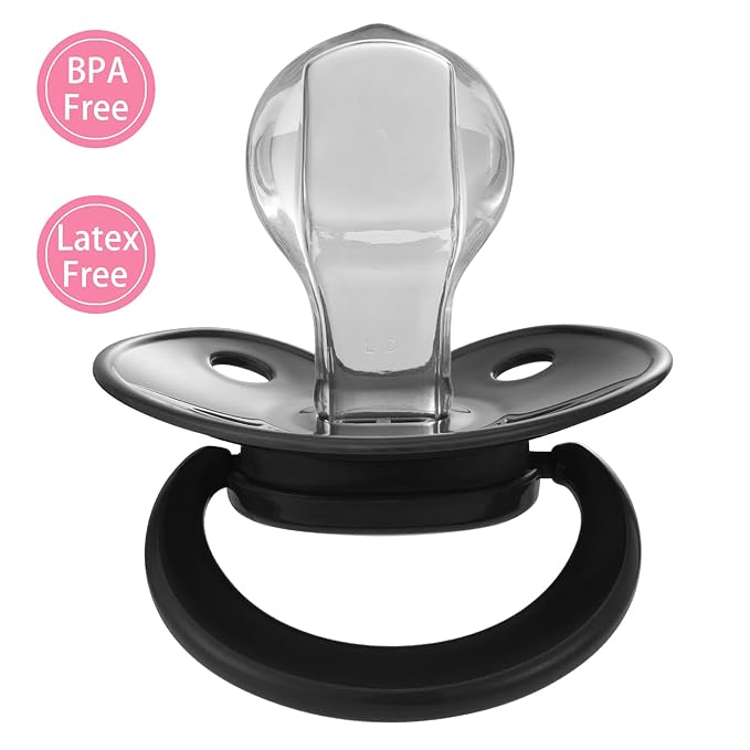 Adult Sized Pacifier Bigshield : Replacement Silicone Paci Big Teat for Anxiety Release - Orthodontic Binky Taken Apart and Re-Assembled Black