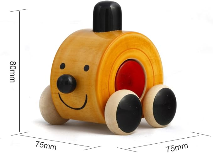Maya Organic Handmade Wooden Cute Push Toy Made Using Natural Colors for Toddlers 1 Year Old and up, Helps in Early Education and Development | MOEE (RED)