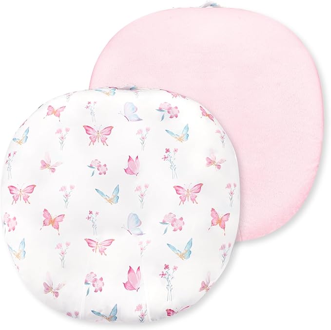 Newborn Lounger Cover, Baby Lounger Cover for Girls Boys, Soft Removable Slipcover Fits Newborn Lounger, Pink Butterfly (Cover Only)
