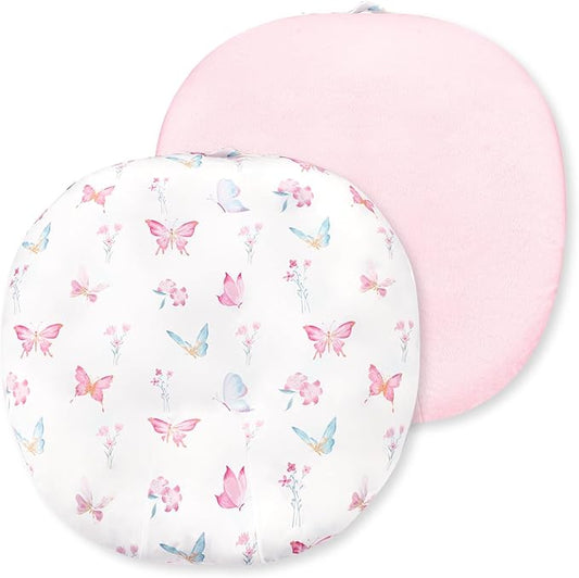 Newborn Lounger Cover, Baby Lounger Cover for Girls Boys, Soft Removable Slipcover Fits Newborn Lounger, Pink Butterfly (Cover Only)