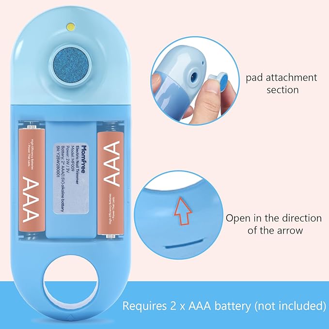 Baby Nail File Electric, 4-in-1 Battery Powered Baby Nail Trimmer Electric with Storage Case & Night Light for Newborn to Toddler, Nail Clipper/Scissor Nail Care Set for Toenails and Fingernails