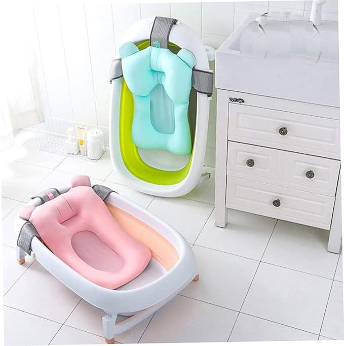 Naisicore Baby Bath Cushion, 52cm/20.5inch Breathable Baby Bath Support Pillow, Baby Sink Bath Pillow, Nonslip Floating Bathing Tub Seat for 0-12 Months Babies(Blue)