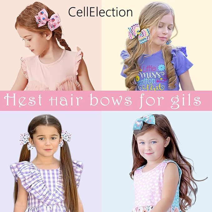 24PCS 4.5Inch Bows for Girls Boutique Grosgrain Ribbon Rainbow Hair Bow Alligator Hair Clips Pigtail Bows Unicorn Hair Clips for Baby Girls Toddler Kids Children Teens in Pairs