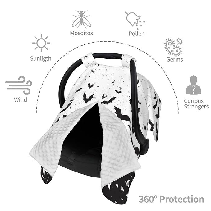 Halloween Bats Car Seat Covers Canopy for Baby, Nursing Cover Infant Carseat Cover Soft Breastfeeding Covers for Shower Gift Newborn