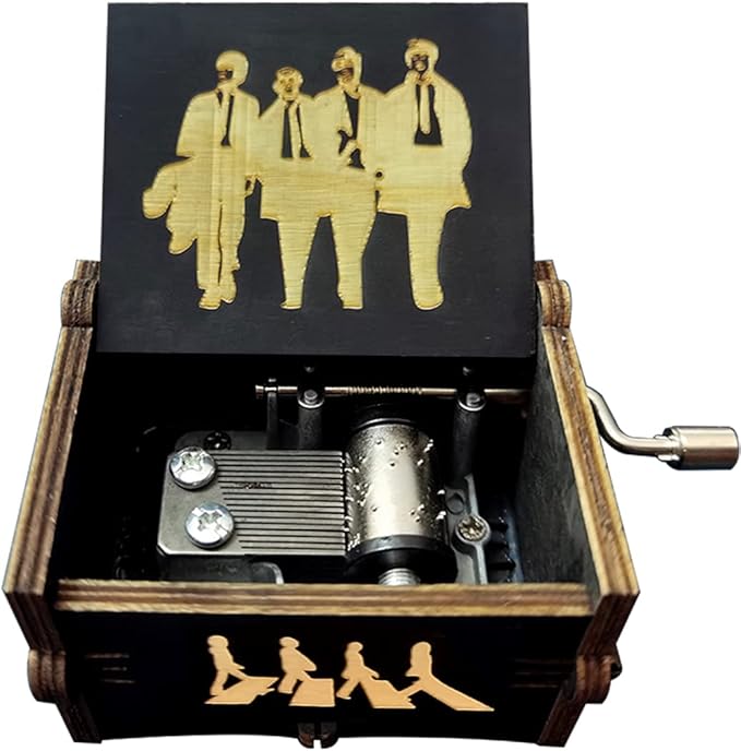 Bolunlun Beatles music box, wooden hand-cranked music box, wooden toys for star fans, gifts for boyfriends and kids, Valentine's Day, birthdays, Halloween and Christmas. (Beatles song)