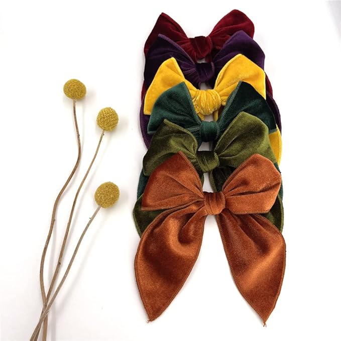 Pack of 24 Velvet Fable Bow Hair Clips for Women, Toddlers, and Kids - Alligator Hair Clips Hair Accessories (Velvet)