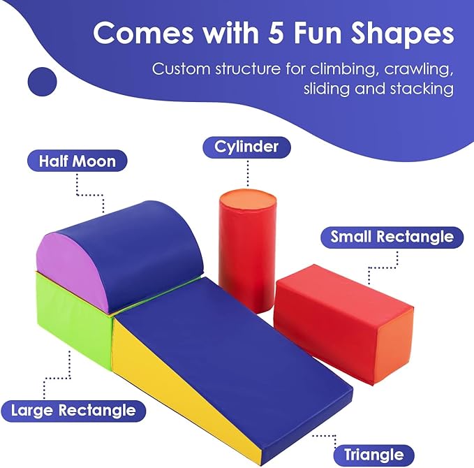 PayLessHere Foam Climbing Blocks for Toddlers 1-3 Toddler Soft Play Equipment Climbing Toys Indoor Climbers & Play Structures Toys for Toddlers Baby Climbing Blocks(CM, 5 Piece)