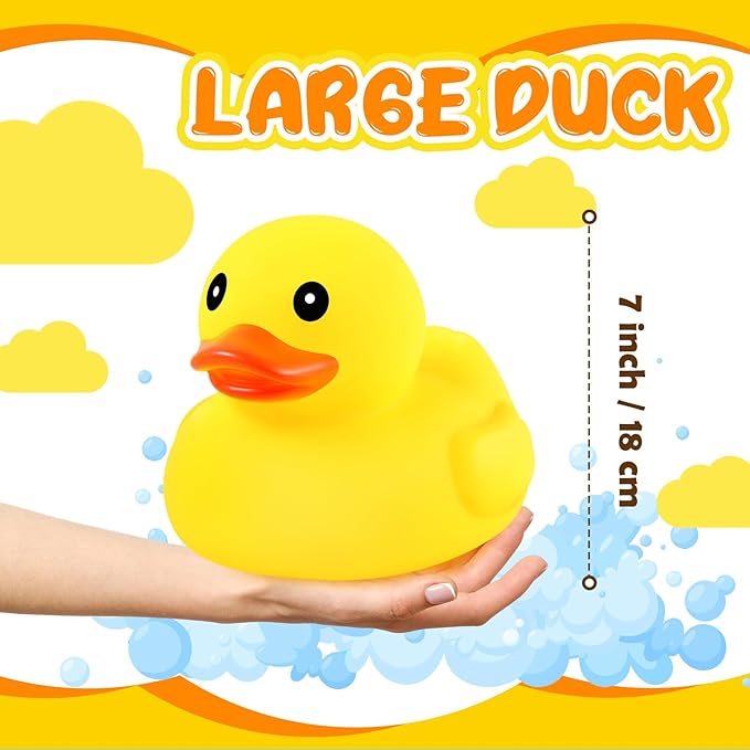 Deekin 12 Pcs Large Yellow Rubber Ducks Bulk Large Duck Squeak Rubber Bathtub Floating Bath for Birthday Party Decoration Gift Swimming Pool (7 Inch)