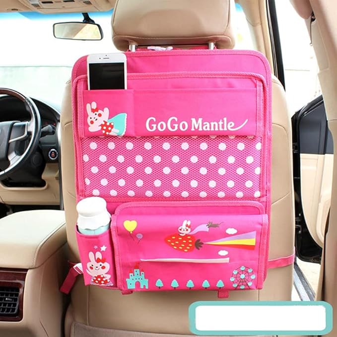 Cute Cartoon Car Backseat Organizer Auto Car Foldable Table Tray Seat Back Storage Bag Organizer for Baby Kid