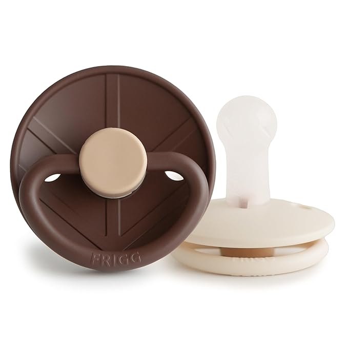 FRIGG Little Viking SilkySoft Silicone Baby Pacifier 2-Pack | Made in Denmark | BPA-Free (Cocoa/Cream, 6-18 Months)