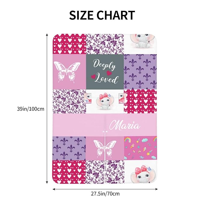 Personalized Baby Car Seat Canopy for Babies with Name, Custom Car Seat Covers for Girl, Infant Opening Minky Nursing Breastfeeding Stroller Cover Carseat Canopies for Newborn (Elephant and Butterfly)