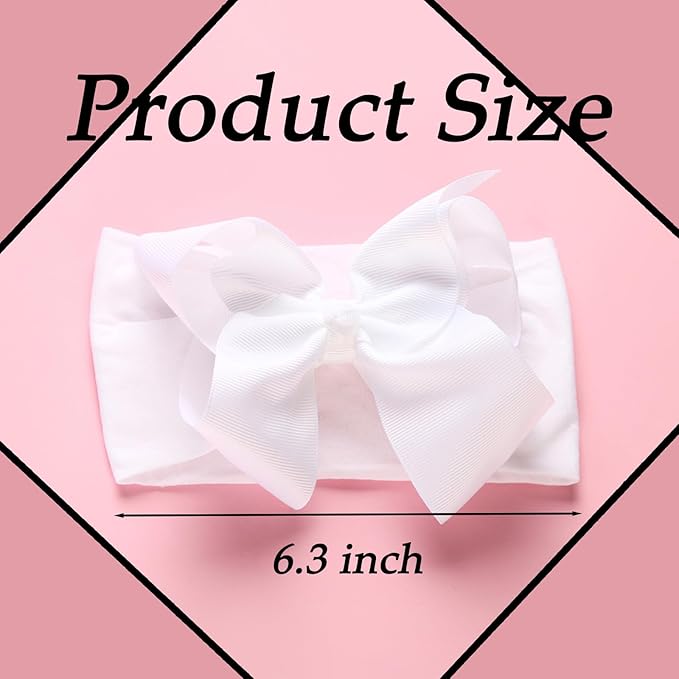 3 Pcs Baby Girls Headband Bows, Soft Nylon Hairbands Cute Big Bow Super Elastic Headband For Baby Girls Newborn Infant Toddlers (Red Blue White, Large)