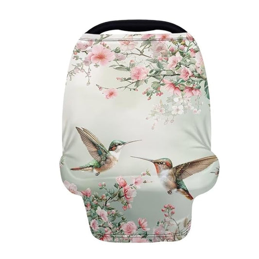 Coldinair Hummingbird Flower Car Seat Covers for Babies Girls,Super Soft Comfortable Nursing Covers,Multi-use