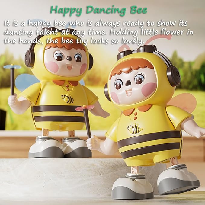 Miracland Dancing Bee Musical Toy - Baby Crawling Robot with Cool Lights & Dynamic Music, Moving Legs, Twisting Body & Moving Eyes (Pink Wings)