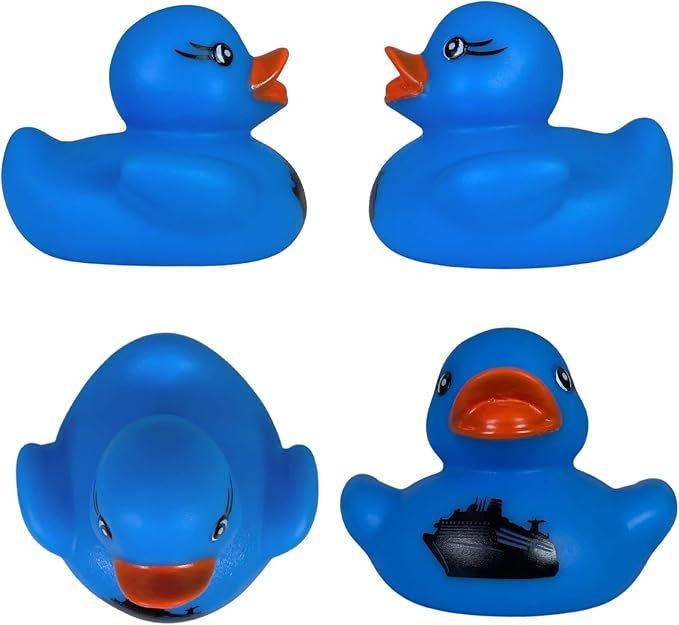 Cruise Ship Cruising Ducks Rubber Duck | Bulk 20 Pack | Rubber Ducky 2.25 inches Wide and 1.75 inches Tall | Use with Cruising Duck Tags | Carnival Blue with Ship