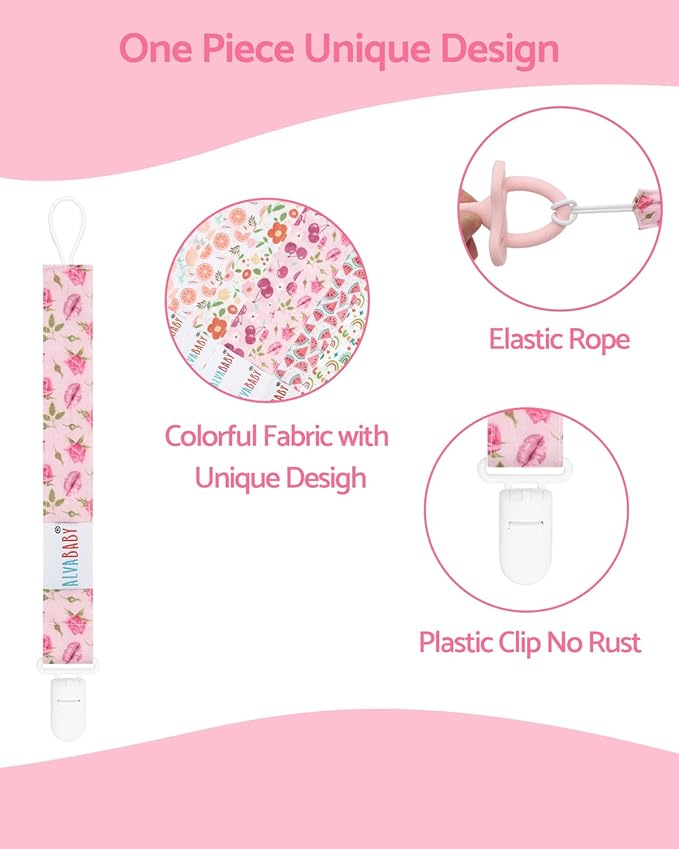 ALVABABY Pacifier Clips 8 Pack Pacifier Binky Paci Holder Leashes for Baby Teethers 8DP12