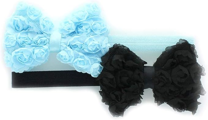 My Lello 2 Pack Infant Baby Mixed Colors Fabric Rose Bow Headbands