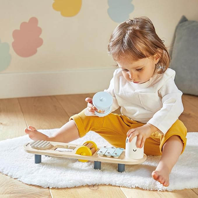 Janod - Sweet Cocoon Wooden Caterpillar Music Stand - Ages 12 Months to 3 Years - Early Music Education - Stimulates Auditory Senses - Engaging and Educational Toy - J04058
