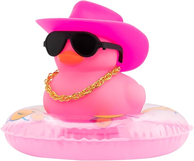 wonuu Car Accessories Rubber Ducks Dashboard Decorations Rubber Duck Pink Accessories Dashboard Duck Car Decorations Car Ducks for Dashboard Car Duck Car Dashboard Decorations, BG-pink-cowboypink-pink