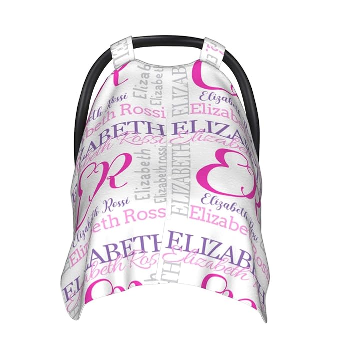 Personalized Monogram Name Pattern Baby Car Seat Canopy for Babies with Name, Customized Cowboy Stroller Car Seat Covers for Girls, Minky Nursing Carseat Cover for Breastfeeding, Newborn, Infant