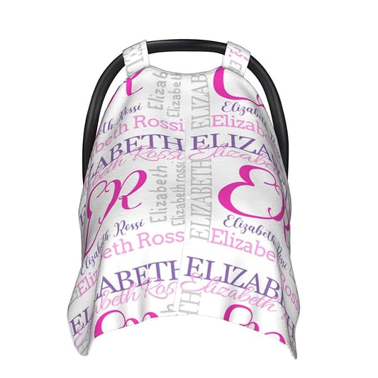 Personalized Monogram Name Pattern Baby Car Seat Canopy for Babies with Name, Customized Cowboy Stroller Car Seat Covers for Girls, Minky Nursing Carseat Cover for Breastfeeding, Newborn, Infant