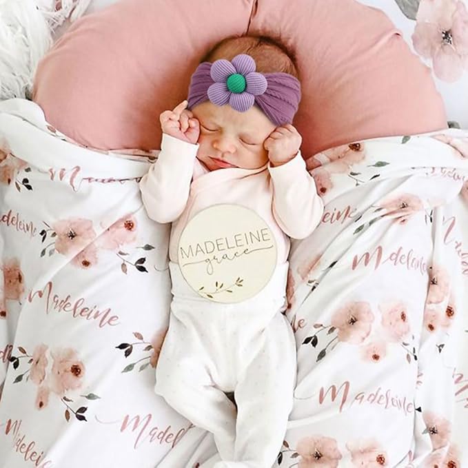 AQOKKA Baby Flower Headbands Nylon Baby Girl Headbands Soft Handmade Hairbands Toddler Hair Accessories for Girls Baby Newborn Infant Kids