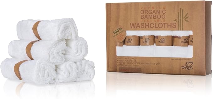 Premium Baby Bath Washcloths (Pack of 6, 10” x 10”) 100% Super Soft Towels Burp Cloths, Reusable Wipes, Excellent Baby Gift Set for Baby Shower & Registry.