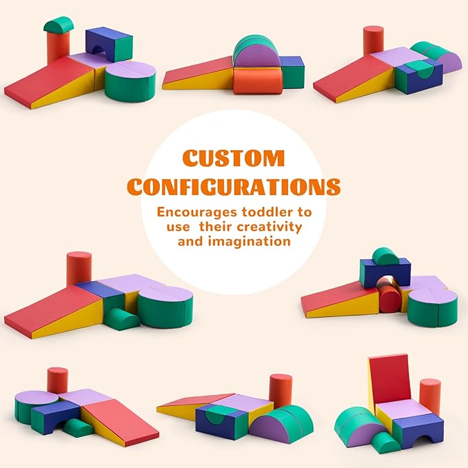 Toddler Climbing Toys Indoor, 5-Piece Foam Baby Climbing Blocks, Soft Play Climbing Set for 1-3 Years Old, Modular Crawling & Sliding Equipment, Waterproof Easy to Clean (Purple)