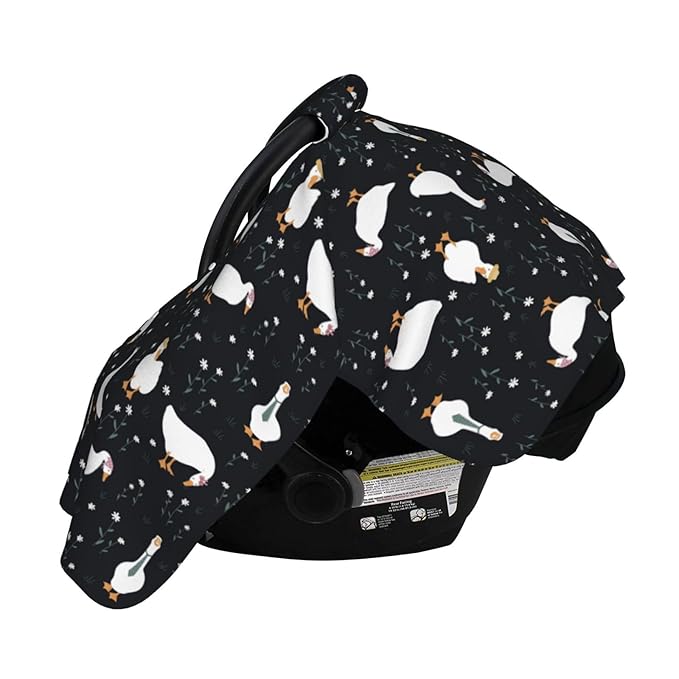 Cute Dressed Geese Baby Car Seat Canopy and Nursing Cover for Breastfeeding Multi-Use Cover Lightweight Infant Stretchy Carrier Carseat Winter Cover for Newborn Girls Boys