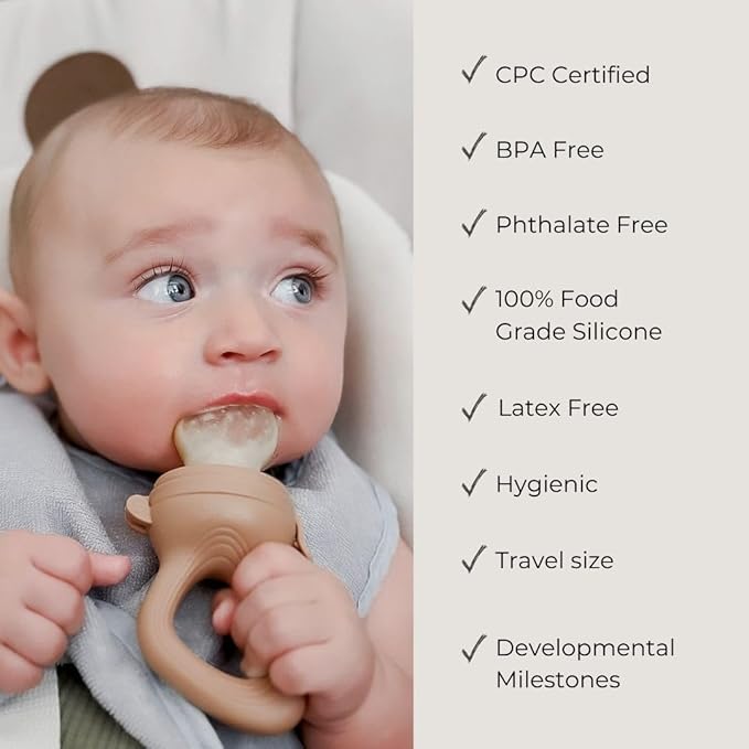 Baby Kae Little Fruit Feeder (Earl) Baby Led Weaning- BPA- Free Food- Grade Silicone, Introduce Solids, Pacifier and Fruit Feeder- Infant & Toddler Teether