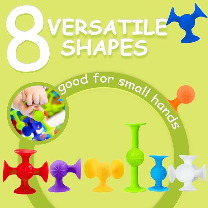 Suction Bath Toys for Baby, 24 Piece Starter Set Suction Cup Toys Stocking Stuffers Preschool Sensory Fidget Toys for Toddlers 1-3 4-8 | No Hole Bath Toy | BPA Free OT(Large)
