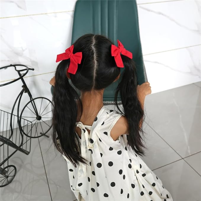Cute Bow Hair Clips for Baby Girl Kids Pigtail Bangs 3.2" Sailor Bows Alligator Clip Hair Accessories (Green/Red/Pink)