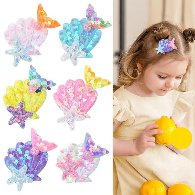 Enchanting Mermaid-Shaped Sequin Hair Clips for Kids - 6 Color Options! (light pink)